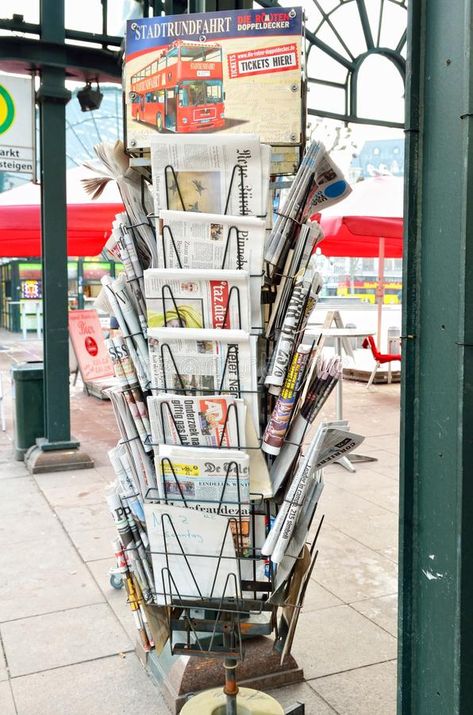 News Stand Design, Newspaper Stand Aesthetic, Newspaper Stand Design, Newsstand Aesthetic, Newspaper Delivery, News Stand, 60 Year Anniversary, Newspaper Stand, New York Theme