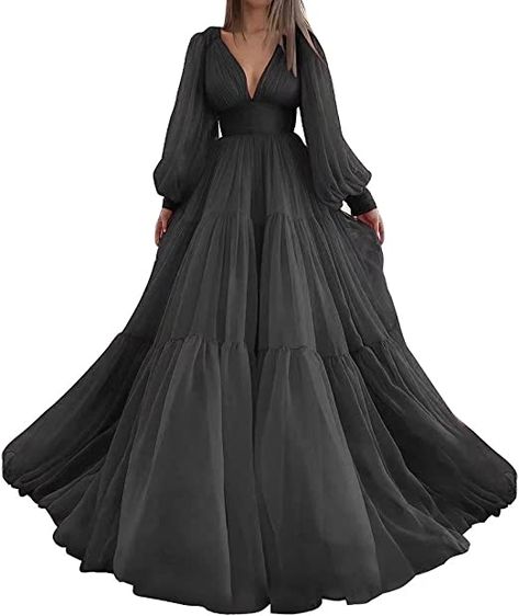 Puffy Sleeve Prom Dress, Prom Dress V Neck, Sleeve Prom Dress, Tea Length Prom Dress, Gowns For Women, Formal Dresses With Sleeves, Womens Wedding Dresses, Long Sleeve Prom, Evening Party Gowns