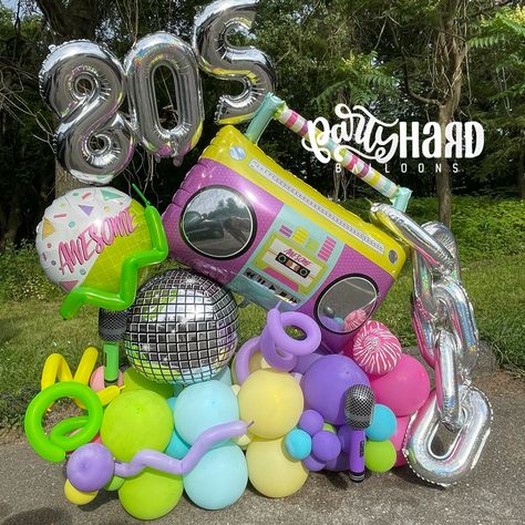 Music, 80s theme, birthday party balloons 90s Party Balloon Arch, 80s Party Balloons, 80s Party Balloon Arch, 90s Theme Balloon Garland, 80s Balloon Garland, 80s 40th Birthday Party, 80’s Party Decorations, 80s Balloons, 80’s Birthday Party