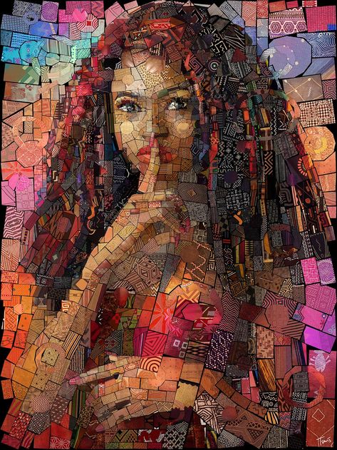 Visual Designer Charis Tsevis Creates Mosaic Portraits Inspired By Colorful Patterns From African Culture Charis Tsevis, Reggae Artists, Mosaic Portrait, African Paintings, Photo Mosaic, Mosaic Artwork, Colorful Patterns, African Culture, Portrait Photo