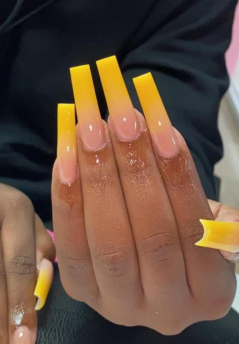 Fall nail ideas. Spring nail ideas. Summer nail ideas. Long nail ideas. Medium nails. Short nails. Baddie nails. Acrylic Nails Yellow, Nails After Acrylics, Yellow Nail, Tapered Square Nails, Long Acrylic Nail Designs, Simple Acrylic Nails, Exotic Nails, Long Acrylic Nails Coffin, Long Square Acrylic Nails