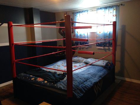 Wrestling ring bed Wrestling Ring Bed, Wwe Bedroom Decor, Wwe Bedroom, Bed Meme, Lego Bed, Wrestling Mat, Kid Beds, New Room, Bunk Beds