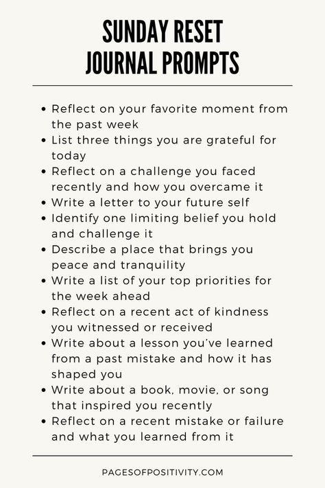 Kickstart your week with Sunday reset journal prompts. This blog post features uplifting Sunday prompts that set a positive tone for the week ahead. Explore Sunday morning journal prompts to inspire gratitude. Use a Sunday reflection journal to review your past week. Discover engaging journal prompts for the weekend. Try weekly journal prompts to track your progress. Finish your day with before bed journal prompts and embrace thoughtful Sunday journaling practices for a balanced life. Before Bed Journal, Reset Journal Prompts, Sunday Journaling, Reset Journal, Sunday Journal, Sunday Reflection, Productive Sunday, 30 Day Writing Challenge, Morning Journal Prompts