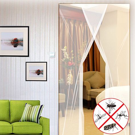 24x83 Inch 2pcs DIY Anti Mosquito Pest Window Curtain Net Mesh Door Sheer Curtain Protector Mosquito Curtains, Mesh Door, Anti Mosquito, Custom Drapes, Diy Window, Window Door, Mosquito Repellent, Cook Islands, Sheer Curtain