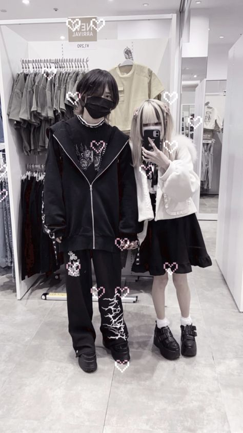 Jirai Kei Couple, Jirai Danshi, Girly Kei, Japanese Couple, Couple Fits, Kei Fashion, Jirai Kei, J Fashion, Fashion Couple