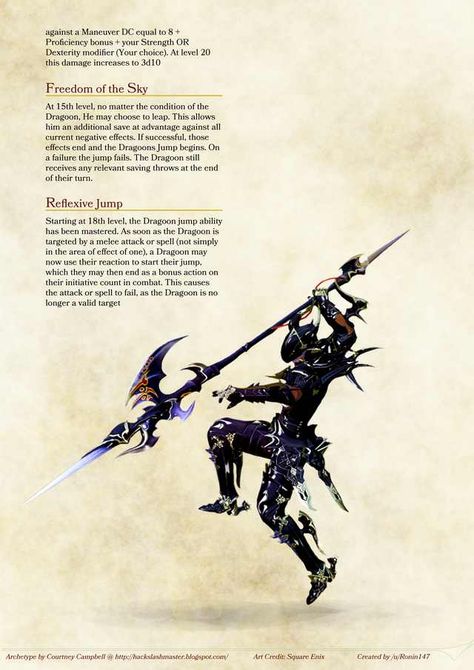 Dragoon Fighter Archetype - Imgur Fighter Archetype, Martial Archetype, Dnd Subclasses, Dnd Aesthetic, Jungian Archetypes, Dnd Homebrew, Dnd Stories, D D Classes, Dnd Classes