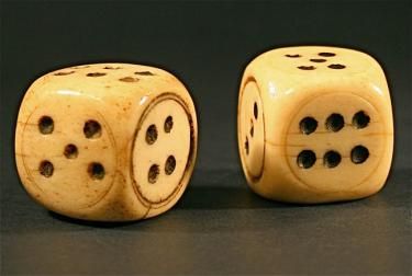 18th 19th Century hand made bone dice game. The sides are marked with numbers or dots so that the number that lands down when the top stops determines the value of the dice. Saloon Party, Vintage Dice, Caribbean Pirates, Cool Dice, Pieces Of Eight, Art Of Manliness, Gambling Games, Roll The Dice, Fallout New Vegas