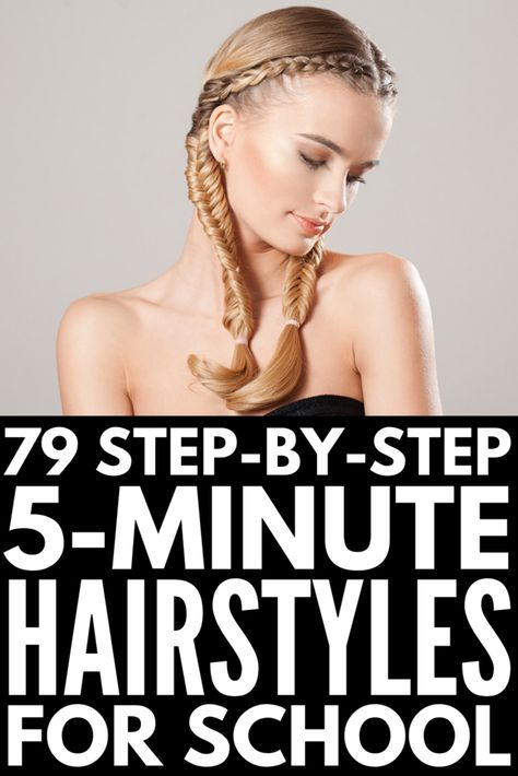 One Minute Hairstyles, Hairstyle For Open Hair, 5 Minute Hairstyles For School, Hairstyles For School Teens, School Hairdos, Fast Easy Hairstyles, Running Late Hairstyles, Open Hairstyle, Hairstyle For School