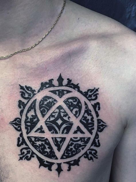 HIM 🖤 Aleister Crowley Tattoo, Pentagram Tattoo Design, Pentacle Tattoo, Pentagram Tattoo, Aleister Crowley, Cute Acrylic Nails, Swag Nails, Tattoos And Piercings, Tattoo Design