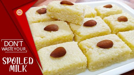 Don't waste or throw away spoiled milk, do try this recipe and enjoy the goodness of milk and stay healthy. Milk Cake Recipe Indian, Sour Milk Recipes, Milk Cake Recipe, Milk Recipes Dessert, Milk Cake, Sweet Dishes Recipes, Indian Sweet, Milk Recipes, Stay Healthy