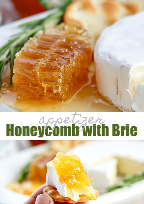 Brie With Honeycomb, Brie And Honeycomb, Honey Themed Party Food, Honey Themed Charcuterie Board, What To Do With Honeycomb, Bee Themed Brunch, Honey Party Food, Honeycomb Charcuterie Board, Honey Comb Charcuterie