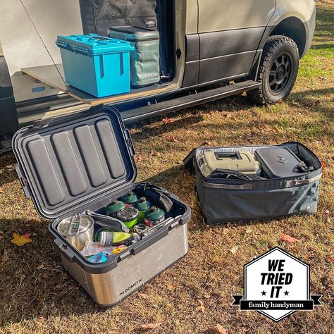 The 7 Best Camping Storage Boxes for All Your Gear, Tested by an Avid Camper Camping Box Organization, Camping Equipment Storage, Drinks Storage, Camping Gear Storage, Building A Workbench, Roof Sheathing, Sauna Diy, Camping Box, Diy Handyman