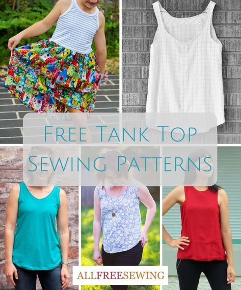 When the warm days of spring and summer roll around, you're going to want to stay cool as well as fashionable. These free tank top sewing patterns are the way to do it! Diy Tank Top Pattern, Womens Dress Pattern Free, Sewing Tank Top, Top Sewing Patterns, Tank Top Sewing, Diy Tank Top, Top Pattern Sewing, Tank Top Sewing Pattern, Sewing Patterns For Women