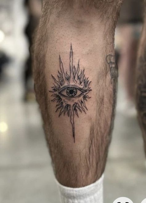 Quad Men’s Tattoos, Eye Tattoo Leg, Small Leg Tattoo Men, Men’s Leg Tattoo, Leg Tattoo Men Ideas, Tattoo Leg Men, Shin Tattoo Men, Leg Tattoos Design, Leg Tattoo Ideas For Men