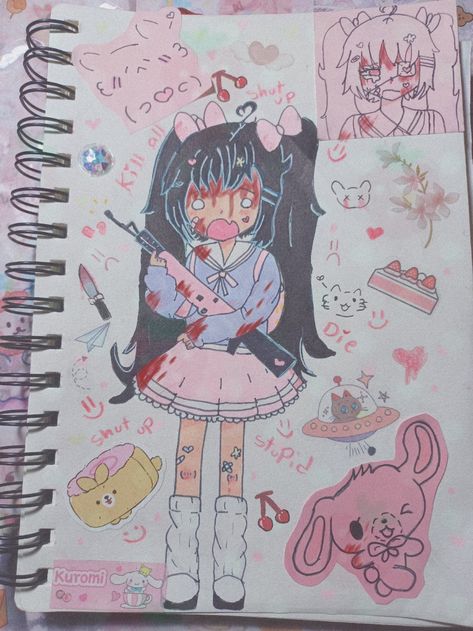 Cutecore Sketch, Cutecore Drawing Style, Cutecore Doodles, Cutecore Sketchbook, Cute Core Drawing, Hello Kitty As A Human, Cutegore Art, Cutecore Art Style, Cutecore Drawing