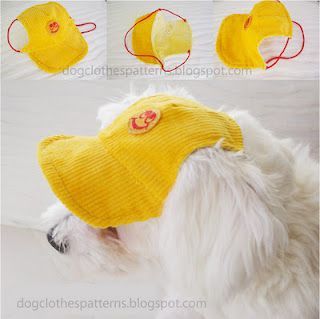 Dog cap pattern (dogclothespatterns.blogspot.com) Katt Diy, Dog Clothes Diy, Cap Patterns, Dog Clothes Patterns, Dog Projects, Dog Pajamas, Dog Hat, Puppy Clothes, Free Dogs