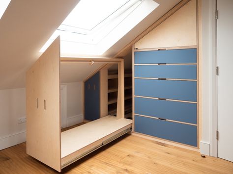 Wardrobe In Eaves, Under Eaves Bedroom, Built In Shelves Under Eaves, Pull Out Eaves Storage, Under Eaves Bed, Eaves Wardrobe Ideas, Under Eaves Bathroom, Pull Out Wardrobe Ideas, Loft Wardrobe Ideas