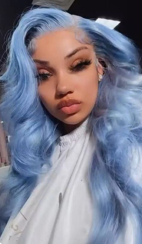 Karol G Wig, Sky Blue Frontal Wig, Cute Hairstyles Wigs, Ice Blue Hair, Titanium Hair, Bday Photoshoot, Inspired Hairstyles, Hair Colorful, Frontal Wig Hairstyles