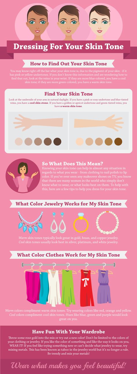 How to Dress For Your Skin Tone Infographic. Knowing what colors of clothing and jewelry best compliment your complexion can help you feel more confident in what you're wearing! Skin Color Dresses, Skin Tone Dress, Colors Dress, Hair Color Chart, Cool Skin Tone, Skin Remedies, New Skin, Skin Tips, Cool Hair Color