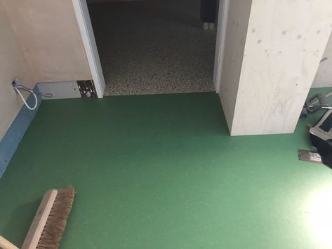 Forbo Marmoleum 3647 Nettle Green Green Linoleum Floor, Marmoleum Kitchen Floor, Marmoleum Floors Kitchen, Marmoleum Horse Roan, Green Marmoleum Floor, Marmoleum Floors, Forbo Marmoleum, Vinyl Flooring Bathroom, Rubber Tiles