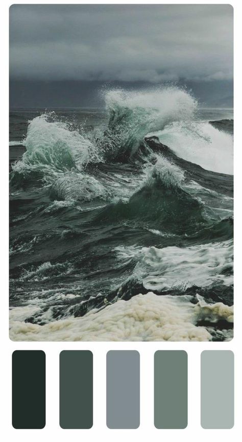 Stormy Bedroom Aesthetic, Stormy Ocean Color Palette, Stormy Sea Color Palette, Storm Colour Palette, Moody Coastal Color Palette, Stormy Bathroom, Angry Color Palette, Stormy Sea Aesthetic, Ocean Storm Stormy Sea