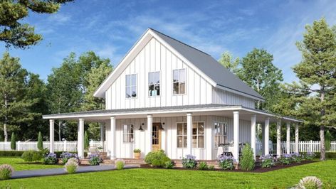 House Plans Wrap Around Porch, Home Wrap Around Porch, Metal House Plans, Metal House, Rural Living, Wrap Around Porch, Small Homes, Farmhouse Cottage, Farmhouse Plans