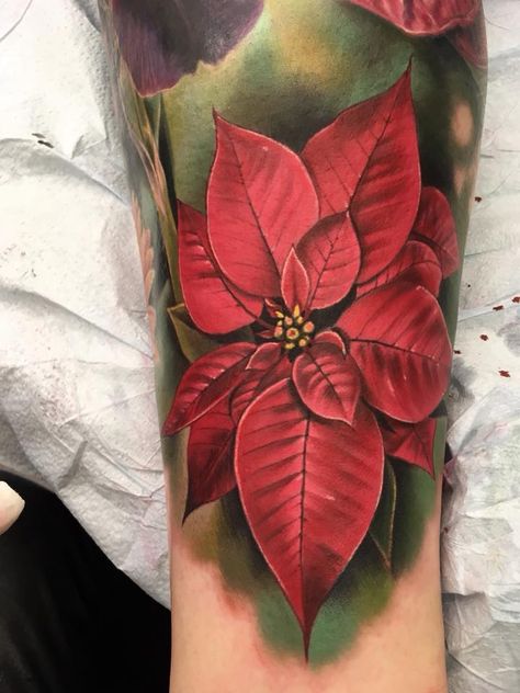 Tattoo Ideas for the Christmas Fanatic ... Classic Tattoo Ideas, Poinsettia Tattoo, Tattoo Sayings, Larkspur Flower, Flower Tattoo Meanings, Flower Tattoo Drawings, Gladiolus Flower, Birth Flower Tattoos, Flower Tattoo Sleeve