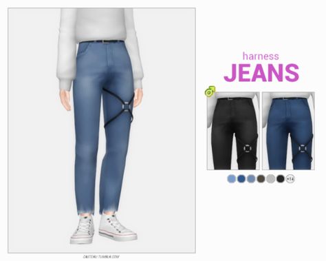 harness jeans and cut-off jeans by casteru #s4cc #ts4cc Sims 4 Cc Maxis Match Male Pants, Sims 4 Male Bottoms, Male Jeans Cc Sims 4, Maxis Match Jeans Sims 4, Sims 4 Male Jeans Cc, Sims 4 Male Jeans Maxis Match, Sims 4 Ps4, Mods Sims 4, Sims 4 Men Clothing