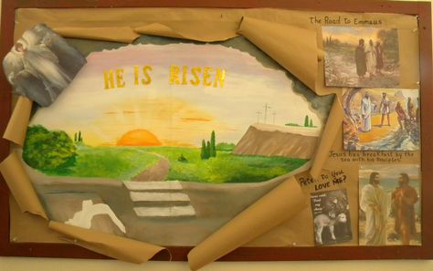 Resurrection Bulletin Board Ideas, Catholic Bulletin Board Ideas, Lent Bulletin Board Ideas, Easter Bulletin Boards For Church, Easter Board Ideas, Easter Bulletin Board Ideas, Christian Easter Bulletin Board Ideas, Easter Church Bulletin Boards, Fall Church Bulletin Boards