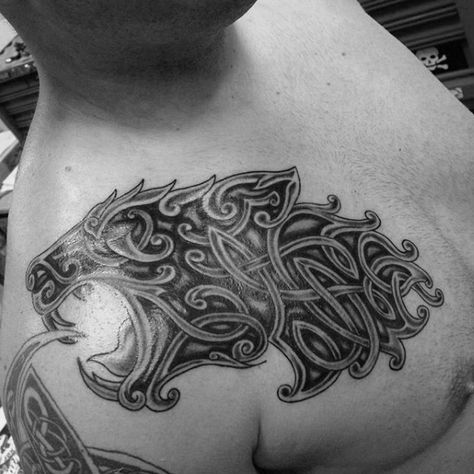 50 Celtic Wolf Tattoo Designs For Men - Knotwork Ink Ideas Wolf And The Moon, Leo Lion Tattoos, Simple Wolf Tattoo, Celtic Wolf Tattoo, Lone Wolf Tattoo, Wolf Tattoo Meaning, Wolf Tattoos Men, Celtic Wolf, Mens Lion Tattoo