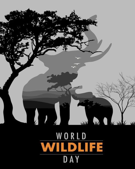 World Wildlife Day with the two Elephant in junggle. World Wildlife Day, World Animal Day, World Elephant Day, Wildlife Day, Wash Painting, Social Media Icons, The Two, Natural Wonders, Coop