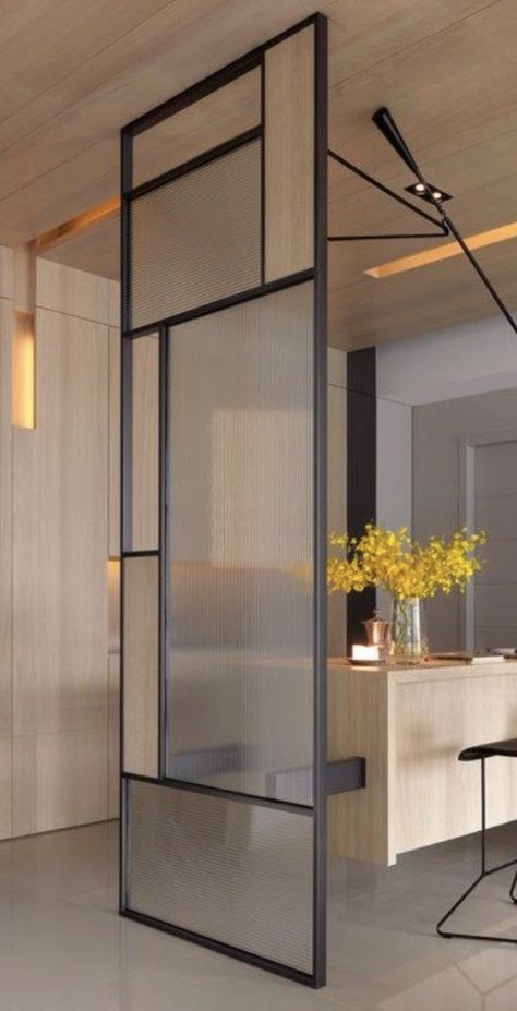 Glass Partions Design, Glass Room Divider Wall, Internal Glass Partition, Glass Wall Partition Design, Office Partition Ideas, Glass Partition Designs Living Rooms, Glass Wall Divider, Partition Wall Office, Modern Partition Wall Room Dividers