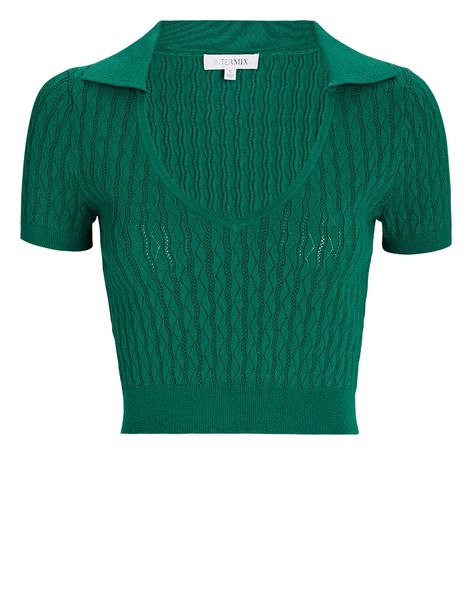 Green Fashion Outfits, Green Polo, Pointelle Knit, Knit Polo, Polo Top, Polo Club, Work Tops, Looks Chic, Private Label