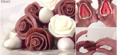 DIY How to Make Beautiful Chocolate Strawberry Roses #desserts, #fruit rose, #cake, #decorating Blackberry Syrup, Chocolate Bouquet Diy, Strawberry Roses, Chocolate Roses, Edible Arrangements, Modeling Chocolate, Strawberry Dip, Chocolate Strawberry, Chocolate Bouquet