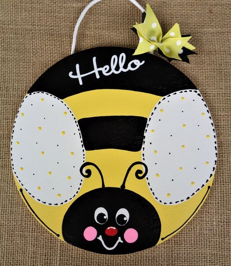 Excited to share the latest addition to my #etsy shop: Hello BUMBLE BEE Welcome Circle Sign Handcrafted Hand Painted Wall Art Door Plaque Wreath Attachment Country Decor Wood Wooden Door Hanger https://etsy.me/3GiXsrI #yellow #black #wreaths #homedecor #mothersdaygift Bee Door Sign, Bumble Bee Door Hanger, Black Wreaths, Welcome Wall Hanging, Bee Door Hanger, Bumble Bee Craft, Bee Craft, Art Door, Bee Sign