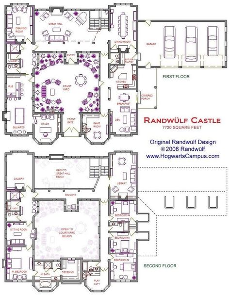 Tiny Castle, Castle Layout, Castle House Plans, Castle Floor Plan, Castle Plans, Mansion Floor Plan, Courtyard House Plans, Sims House Plans, Casas Coloniales