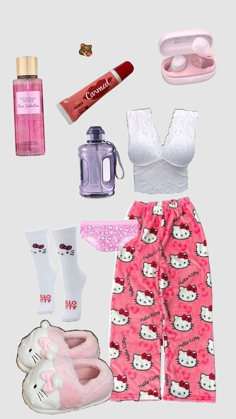 Casual Hello Kitty Print Bottoms For Loungewear, Hello Kitty Pijama Top, Cute Hello Kitty Loungewear Pants, Cute Hello Kitty Print Loungewear Pants, Cute Hello Kitty Print Sleepwear For Lounging, Mcbling Fashion, Cute Pjs, Get The Look, New Look