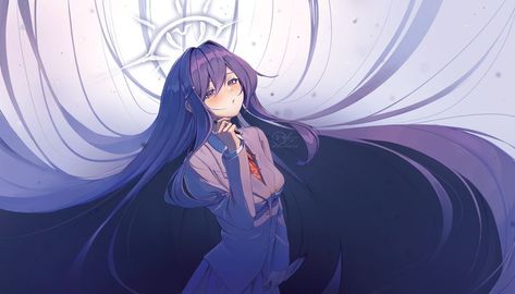 Ddlc Banner, Yuri Ddlc Banner, Art Banner, Yuri Ddlc Fanart, Yuri Ddlc Desktop Wallpaper, Yuri Ddlc Aesthetic Purple, Ddlc Horror Art, Yuri Ddlc Fanart Creepy, Monika Ddlc Memes