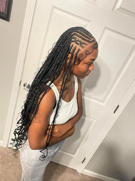 Shein Cardigan Outfit, Bohemian Fulani Braids With Curls, Funali Braids, Hairstyles For Ladies, Braided Hairstyles For Black Women Cornrows, Sleek Ponytail Hairstyles, Feed In Braids Hairstyles, Fest Outfits, Braided Hairstyles For Teens