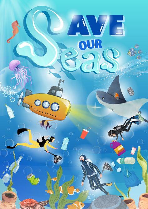 Poster Education Save Our Seas🐋 canvaelements Save The Sea Poster, Save Our Oceans Poster, Save Ocean Poster, Save The Ocean Posters, Sea Poster Design, Poster Education, Canva Free Elements, Ocean Elements, Underwater Background