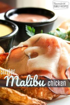 Growing up we loved  Growing up we loved getting the Malibu Chicken from Sizzler. Our homemade version is just as good if not better than the original! #malibuchicken #chicken #chickenrecipe #chickendinner #ham #swiss #swisscheese #cheese #FavoriteFamilyRecipes #favfamilyrecipes #FavoriteRecipes #FamilyRecipes #recipes #recipe #food #cooking #HomeMade #RecipeIdeas via @favfamilyrecipz Sizzler Malibu Chicken, Malibu Chicken, Sizzler Recipes, Restaurant Dishes, Cooking Homemade, Incredible Recipes, Copycat Recipe, Baked Chicken Recipes, Poultry Recipes