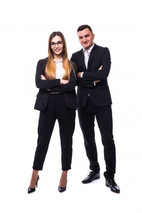 Man and woman in black suite on white go... | Free Photo #Freepik #freephoto #woman #man #chinese #network Business Man And Woman, Professional Poses, Black Suite, Headshot Poses, Corporate Portrait, Woman In Black, Business Photoshoot, Jobs For Women, Women In Leadership