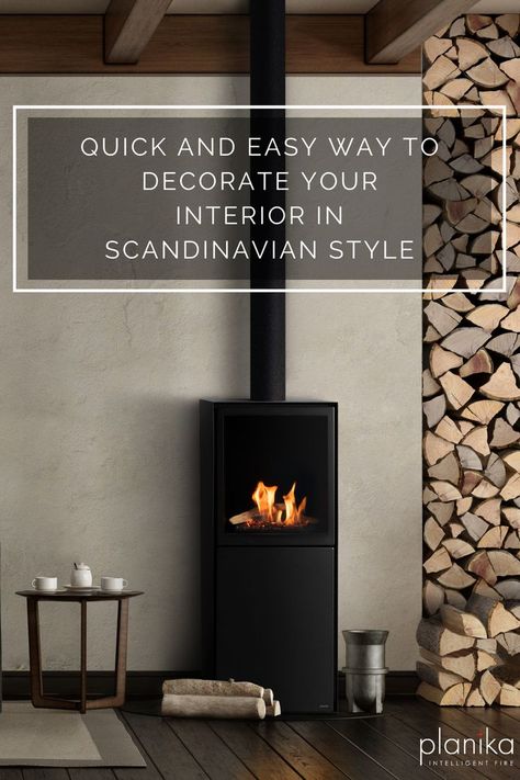 Scandinavian Fireplace Nordic Design, Nordic Fireplace, Ethanol Fireplace Divides Rooms, Scandinavian Fireplace Ideas, Eco Fireplace, Ethanol Fireplace Freestanding, Bio Ethanol Hanging Fireplace, Bio Ethanol Fireplace Stone, Scandinavian Fireplace