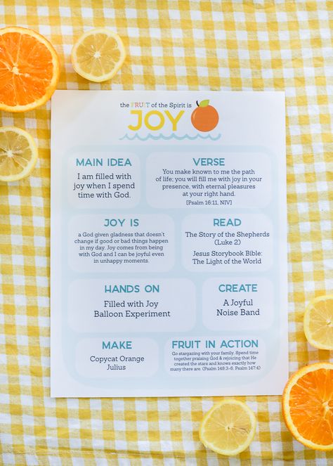 Joy Fruit Of The Spirit Activity, Fruit Of The Spirit Joy Lesson, Fruit Of The Spirit Joy Craft For Kids, Joy Activities, Fruit Of The Spirit Joy Craft, Joy Crafts For Kids Sunday School, Joy Activities For Kids, Fruit Of The Spirit Joy, Fruits Of The Spirit Lessons For Kids