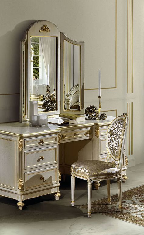 AC-11026 Dressing Table – David Michael Furniture Antique Makeup Vanities, Antique Makeup, Antique White Furniture, Huge Bedrooms, Bedrooms Furniture, Expensive Stuff, Vintage Style Wallpaper, Makeup Vanities, Bedroom 2024