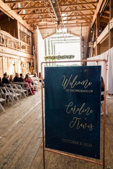 Welcome Sign Seating Chart, Diy Wedding Welcome Sign, Sign Seating Chart, Wedding Entrance, Lobby Design, Wedding Welcome Sign, Copper Pipe, Paint Marker, Seating Chart