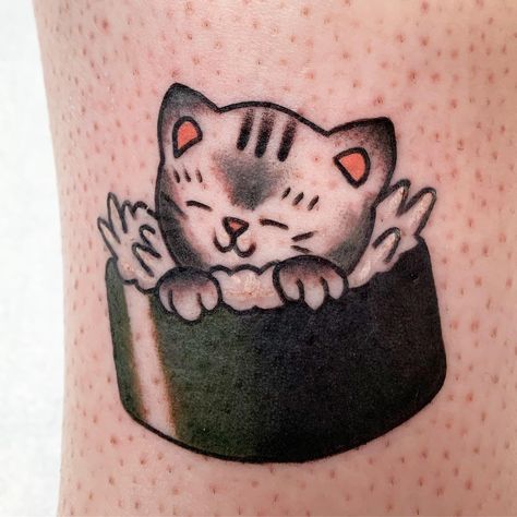 Sushi Tattoo, Cats Name, Cat Tatto, Tatoo Inspiration, Sushi Cat, Sushi Roll, R Tattoo, Professional Tattoo, Dog Tattoo