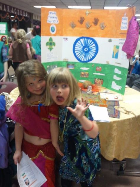 International Day At School Ideas India, India Poster, Girl Scouts Cadettes, Around The World Theme, Brownie Girl Scout, Culture Day, Girl Scout Daisy, World Thinking Day, Daisy Scouts