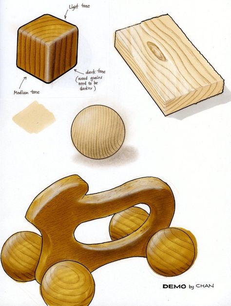 Wood Rendering Marker, Wood Rendering, Wood Sketch, Marker Techniques, Fun Sketches, Marker Rendering, Texture Sketch, Wood Drawing, Copic Drawings