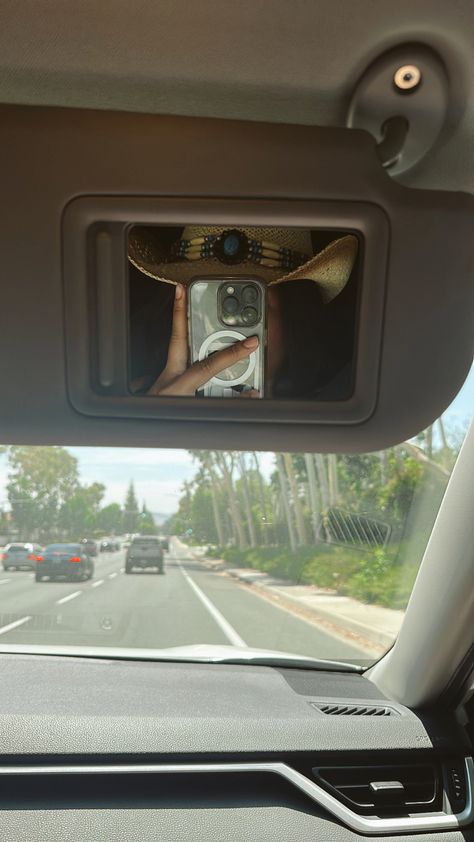 car mirror selfie #cowgirl #coastalcowgirlaesthetic #coastalcowgirl Cowgirl Aesthetic, Car Mirror, Cow, Mirror Selfie, Mirror